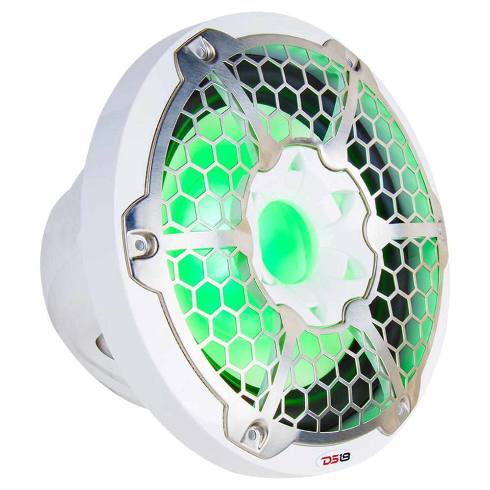 DS18 DS-NXL-12SUB/WH HYDRO 12 Inch Marine Subwoofer W/ Integrated RGB Lights 700 Watts SVC 4-Ohm White DS18