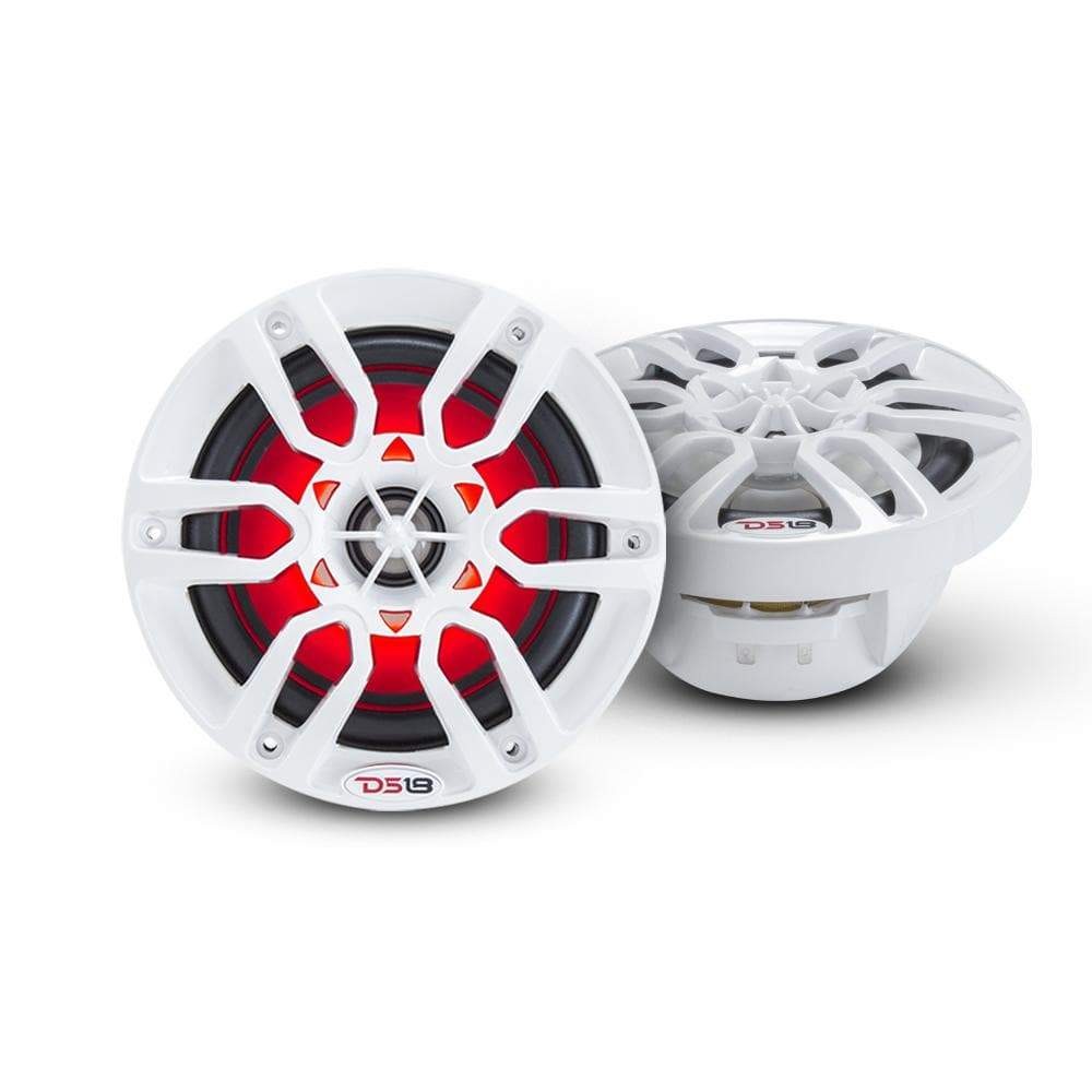 DS18 DS-NXL-6 HYDRO 6.5 Inch 2-Way Marine Speakers W/ Integrated RGB LED Lights 300 Watts White DS18
