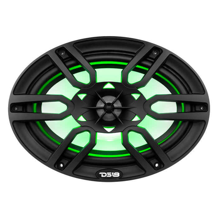 NXL 6x9" 2-Way Coaxial Marine Speaker With LED RGB Lights 125 Watts Rms 4-Ohm -Black
