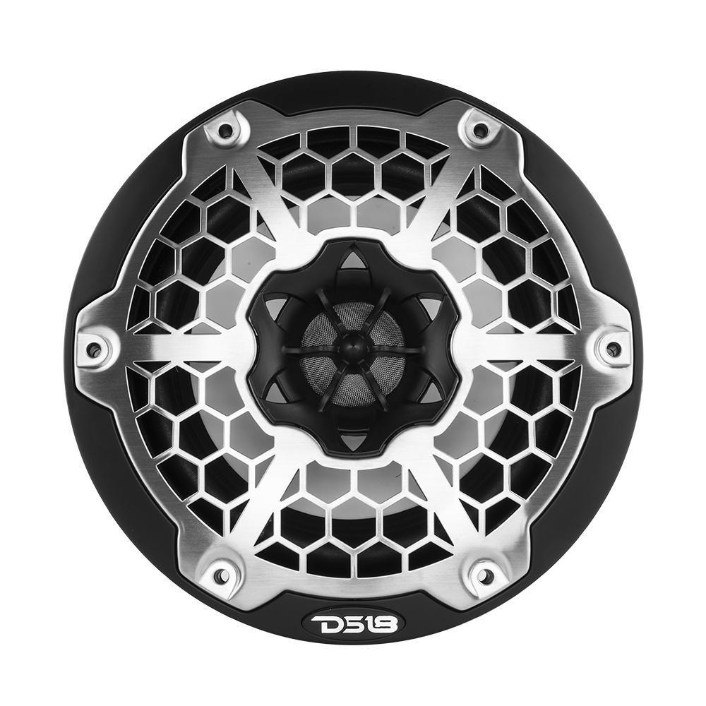 DS18 DS-NXL-6M/BK HYDRO 6.5 Inch 2-Way Marine Speakers W/ Integrated RGB LED Lights Mesh 300 Watts Black DS18