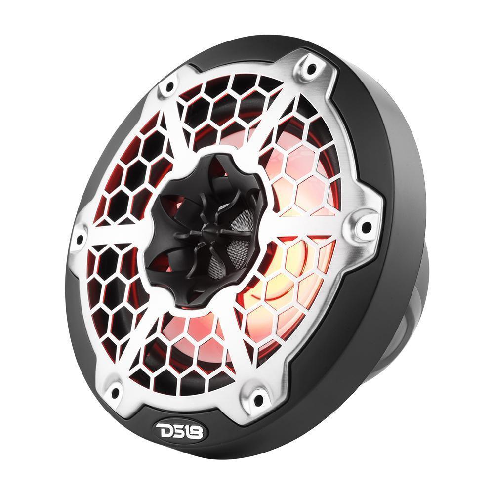 DS18 DS-NXL-6M/BK HYDRO 6.5 Inch 2-Way Marine Speakers W/ Integrated RGB LED Lights Mesh 300 Watts Black DS18