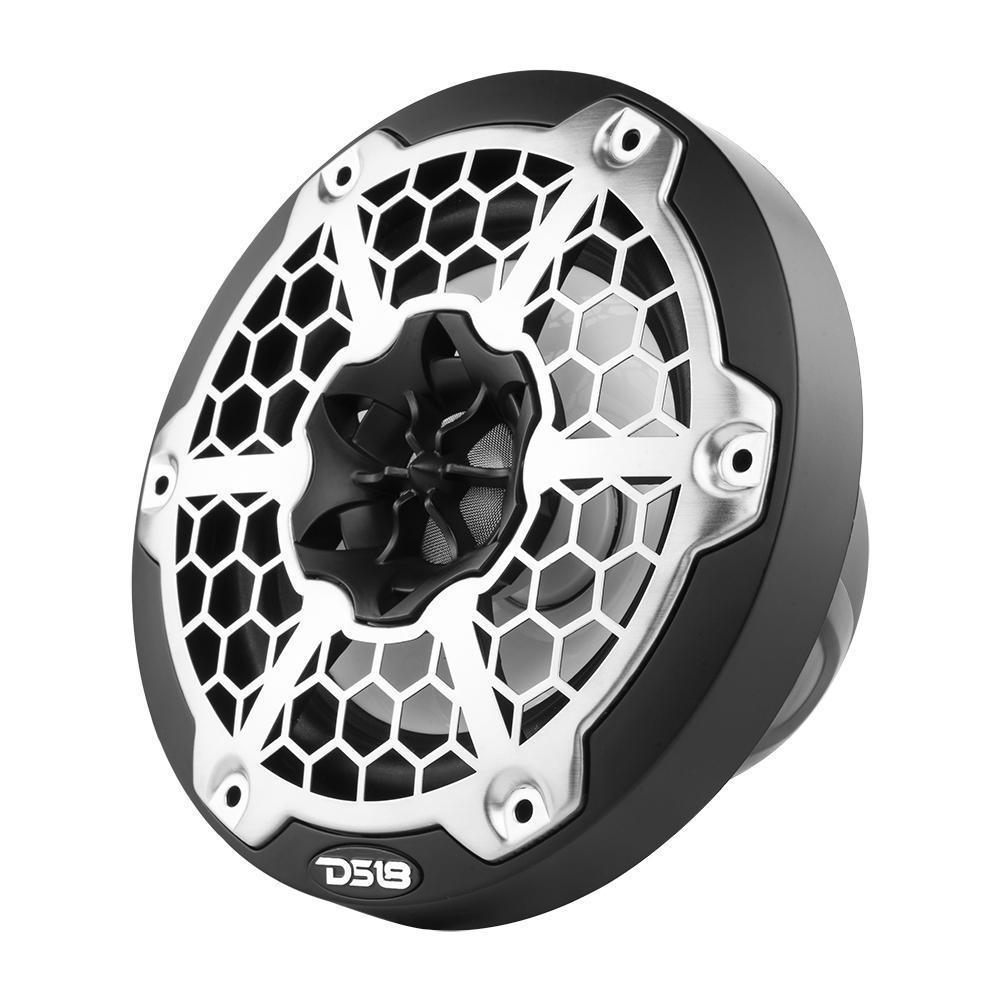 DS18 DS-NXL-6M/BK HYDRO 6.5 Inch 2-Way Marine Speakers W/ Integrated RGB LED Lights Mesh 300 Watts Black DS18