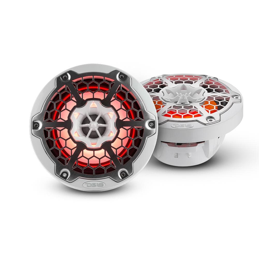 DS18 DS-NXL-6M/WH HYDRO 6.5 Inch 2-Way Marine Speakers W/ Integrated RGB LED Lights Mesh 300 Watts White DS18