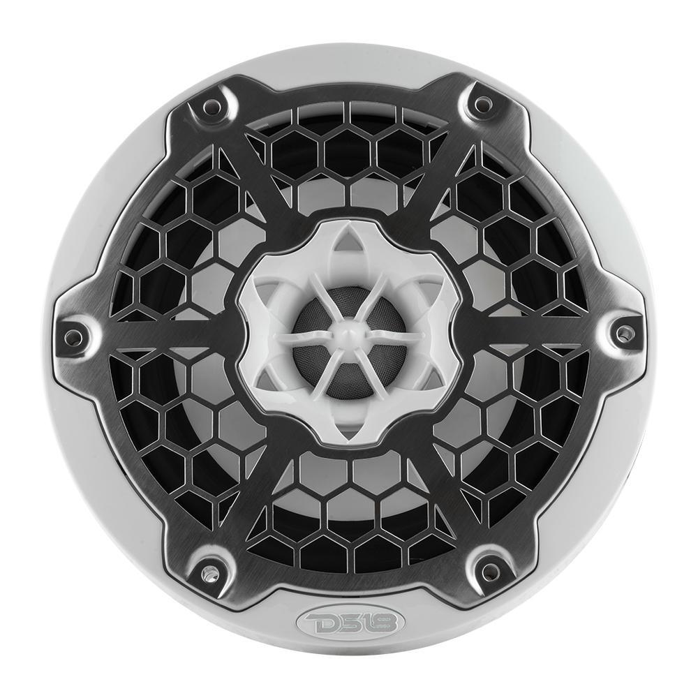 DS18 DS-NXL-6M/WH HYDRO 6.5 Inch 2-Way Marine Speakers W/ Integrated RGB LED Lights Mesh 300 Watts White DS18