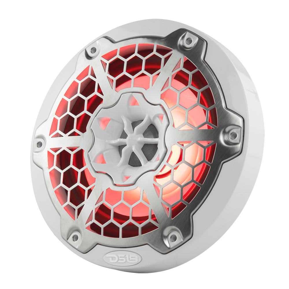 DS18 DS-NXL-6M/WH HYDRO 6.5 Inch 2-Way Marine Speakers W/ Integrated RGB LED Lights Mesh 300 Watts White DS18