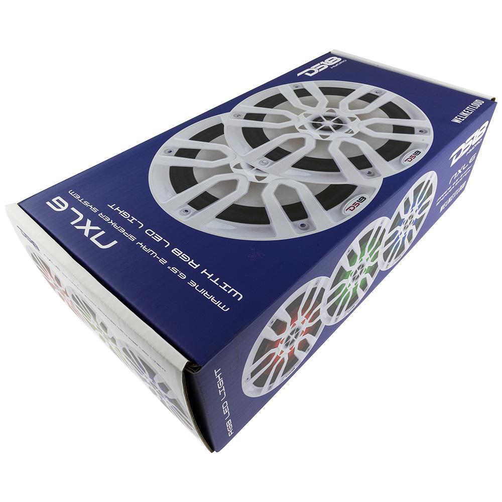 DS18 DS-NXL-6 HYDRO 6.5 Inch 2-Way Marine Speakers W/ Integrated RGB LED Lights 300 Watts White DS18