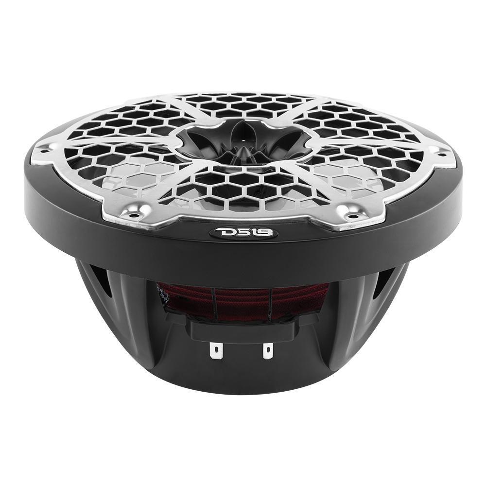 DS18 DS-NXL-8M/BK HYDRO 8 Inch 2-Way Marine Speakers W/ Integrated RGB LED Lights Mesh 375 Watts Black DS18