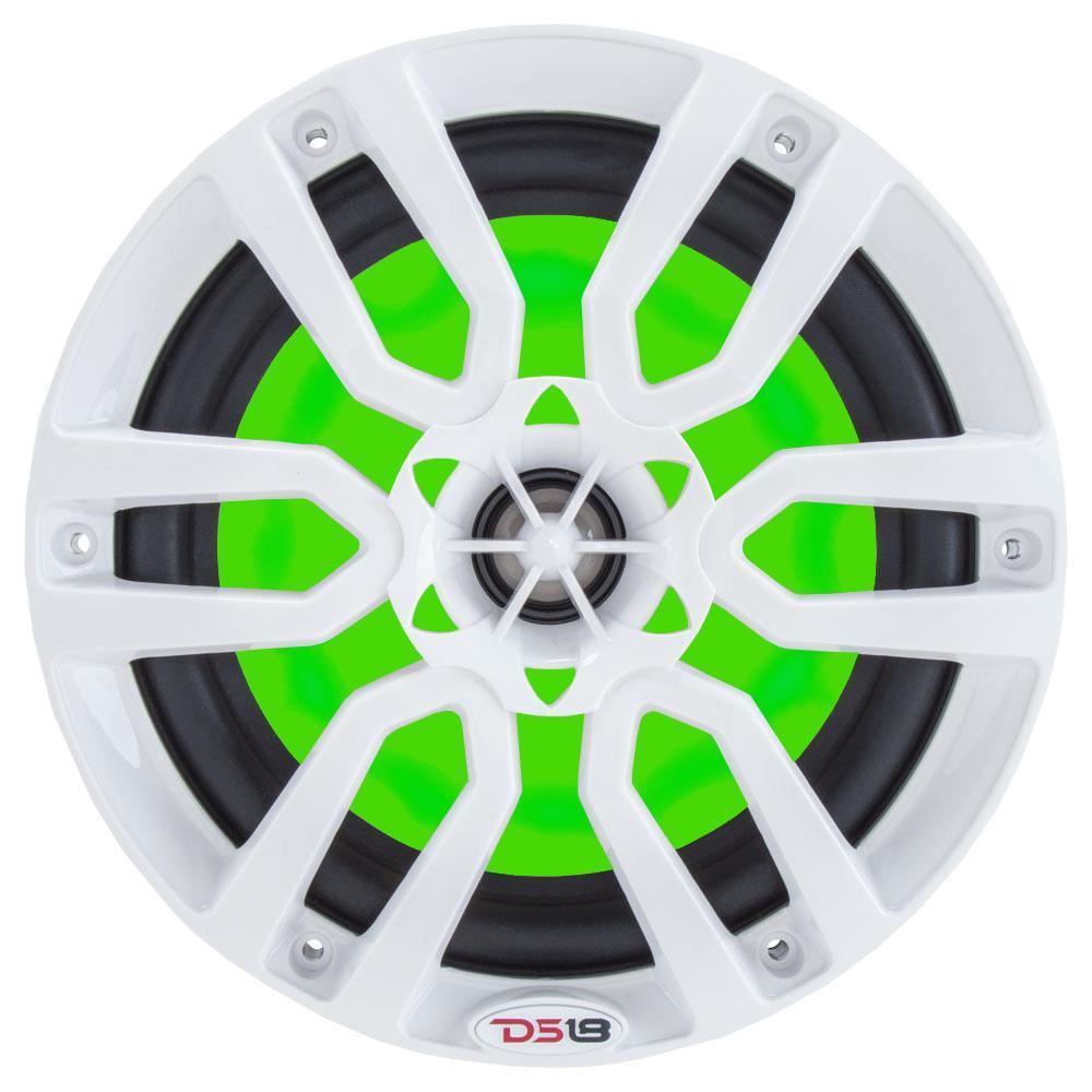 DS18 DS-NXL-8 HYDRO 8 Inch 2-Way Marine Speakers W/ Integrated RGB LED Lights 375 Watts White DS18