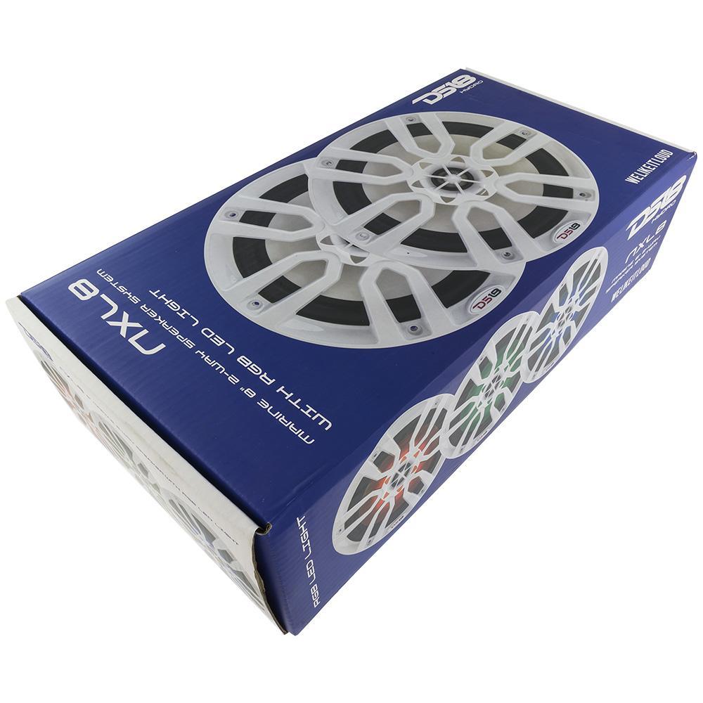 DS18 DS-NXL-8 HYDRO 8 Inch 2-Way Marine Speakers W/ Integrated RGB LED Lights 375 Watts White DS18