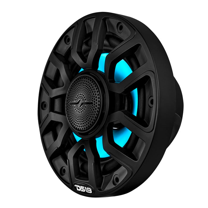 DS18 NXL 6.5" 2-Way Coaxial Marine Speaker With Digital Led Lights And Bullet Tweeter 150 Watts 4-Ohm Black