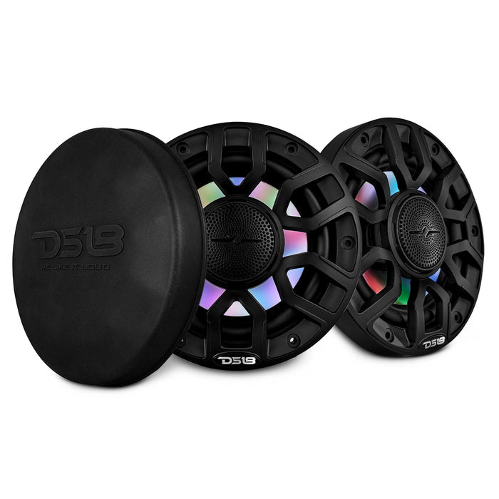 DS18 NXL 6.5" 2-Way Coaxial Marine Speaker With Digital Led Lights And Bullet Tweeter 150 Watts 4-Ohm Black