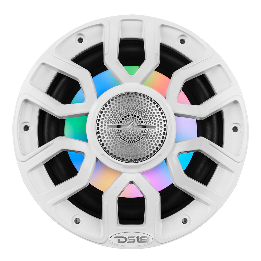 DS18 NXL 6.5" 2-Way Coaxial Marine Speaker With Digital Led Lights And Bullet Tweeter 150 Watts 4-Ohm White