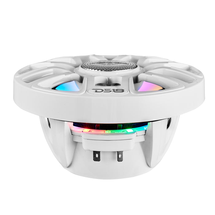 DS18 NXL 6.5" 2-Way Coaxial Marine Speaker With Digital Led Lights And Bullet Tweeter 150 Watts 4-Ohm White
