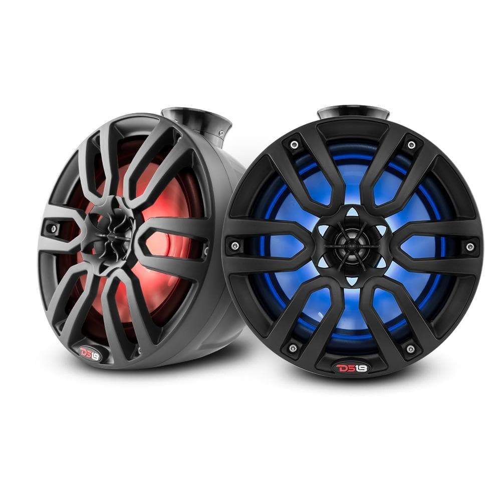 DS18 DS-NXL-PS8BK HYDRO 8 Inch Short Marine Towers W/ Flat and Pole Mount RGB LED Lights 375 Watts Black DS18