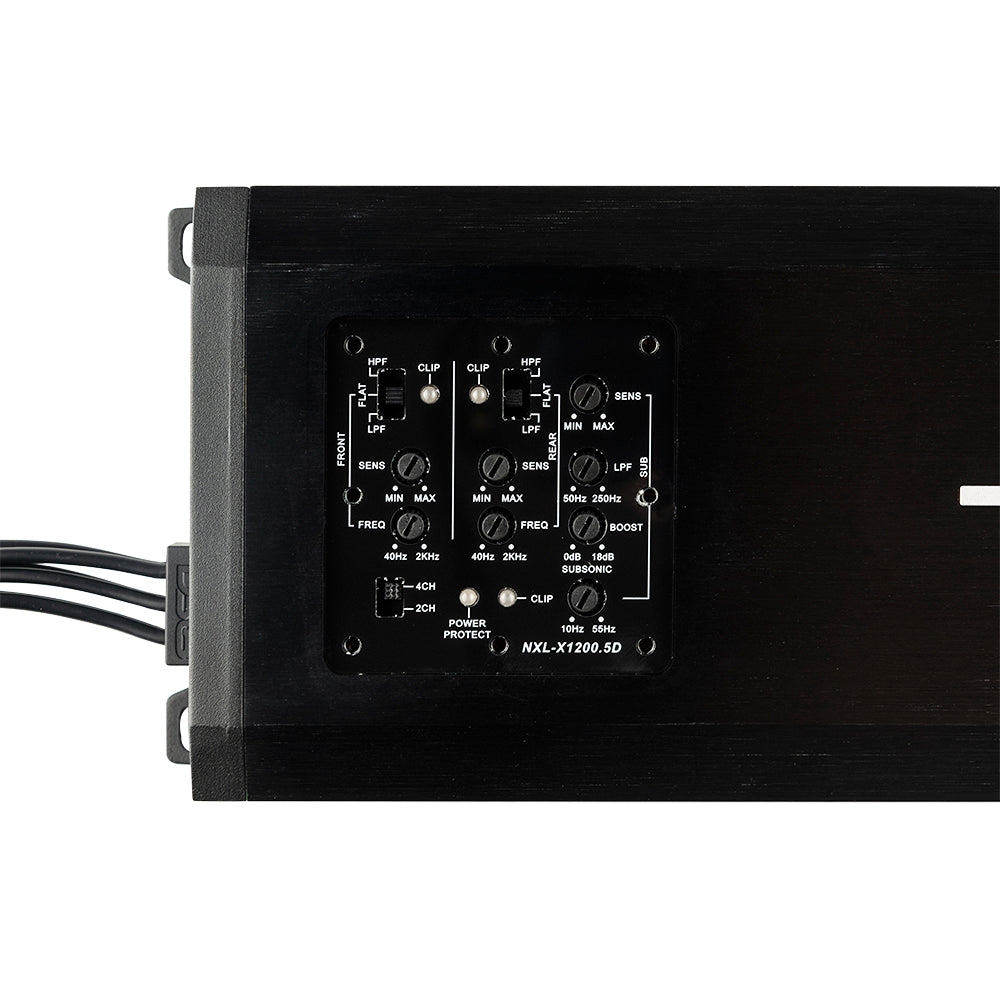 DS18 DS-NXL-X1200.5D 5-Channel Marine Waterproof Amplifier - Class D Full-Range 150x4 RMS at 4 OHM + 600x1 RMS at 2OHM DS18