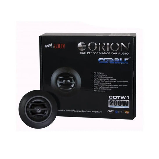 Orion Cobalt Series COTW1-1” Neodymium Silk Dome Tweeters | Silk Diaphragm, Surface/Flush Mount, 50W RMS, 200W Max, Built-in Crossover - Car Audio Tweeters (Pair)