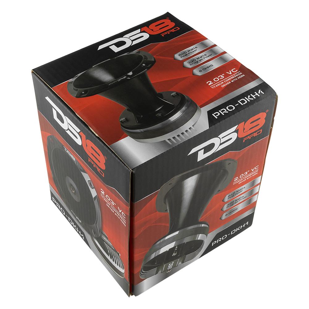 DS18 DS-PRO-DKH1 PRO-D1 2 Inch Bolt On Throat Compression Driver W/ 2 Inch Titanium Voice Coil and PRO-HA102/BK Horn 640 Watts 8-ohm DS18