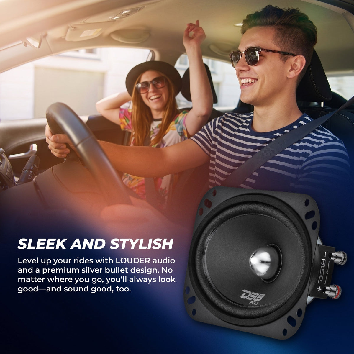 DS18 PRO-FR46NEO PRO 4x6" Neodymium Full-Range Loudspeaker with Bullet - 150W RMS, 4-Ohm DS18