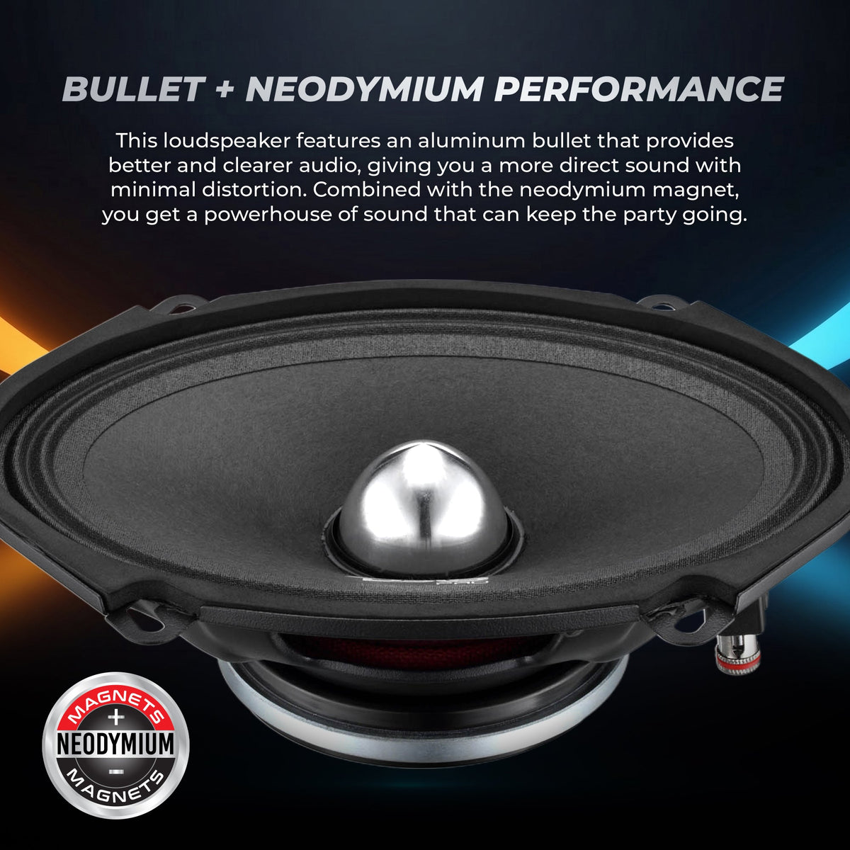 DS18 PRO-FR57NEO PRO 5x7" Neodymium Full-Range Loudspeaker with Bullet - 225W RMS, 4-Ohm DS18