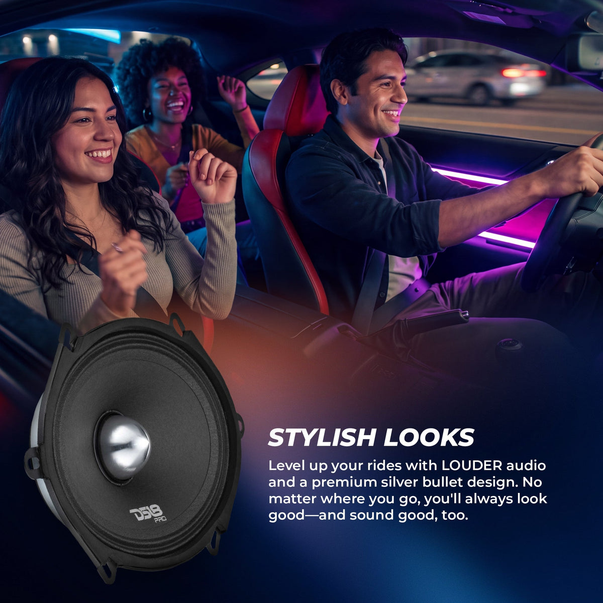 DS18 PRO-FR57NEO PRO 5x7" Neodymium Full-Range Loudspeaker with Bullet - 225W RMS, 4-Ohm DS18