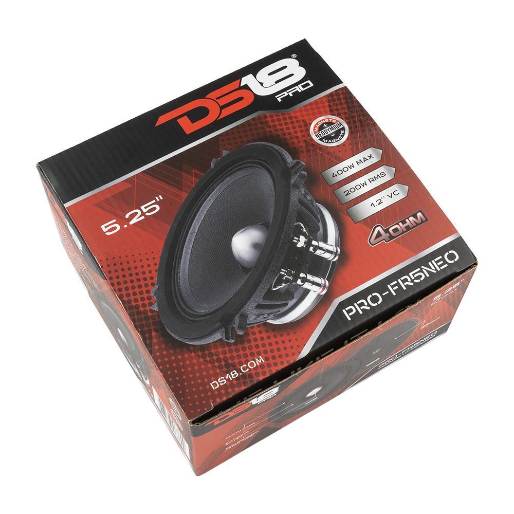 DS18 DS-PRO-FR5NEO PRO 5.25 Inch Neodymium Full-Range Loudspeaker W/ Bullet 400 Watts 4-Ohm W/ Grill DS18
