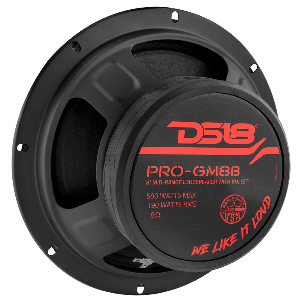 DS18 PRO-GM8B PRO-GM 8" Mid-Range Loudspeaker with Bullet - 190W RMS, 580W Max, 8-Ohm DS18