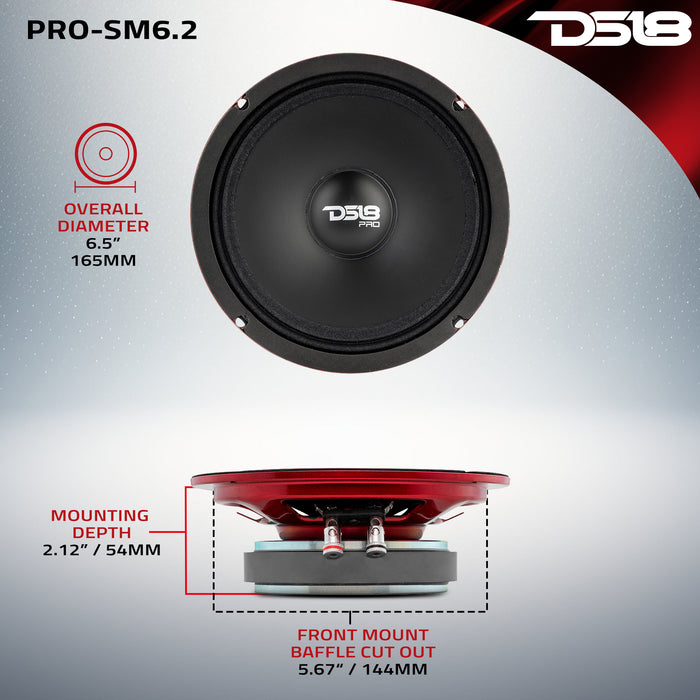 DS18 RO 6.5” Shallow Mount Loudspeaker – 200W RMS, Water-Resistant, 2-Ohm