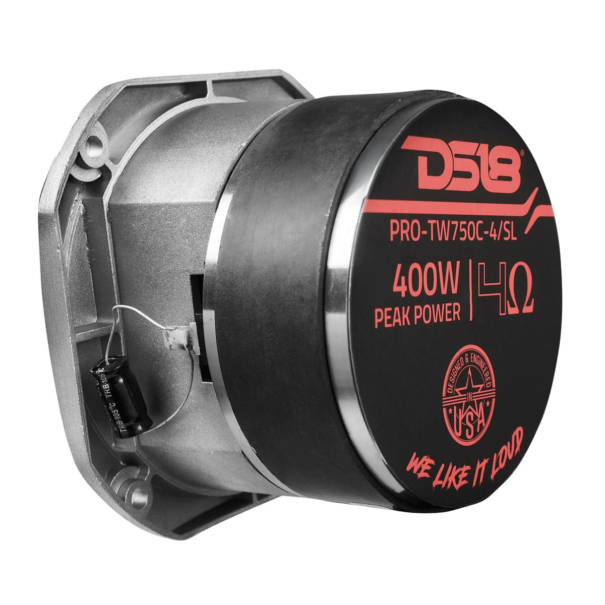 DS18 PRO-TW750C-4/SL PRO 4" Super Bullet Tweeter - 1.5" Titanium Voice Coil, 200W, 4-Ohm, Silver DS18