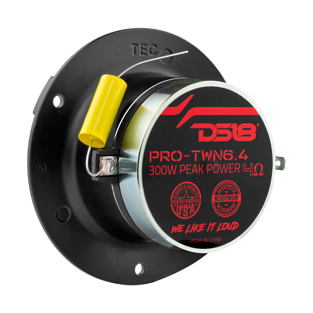 DS18 DS-PRO-TWN6.4 4 Inch High Compression Neodymium Tweeter 300 Watts 1.25 Inch Polymide Voice Coil 4-Ohm Vc DS18