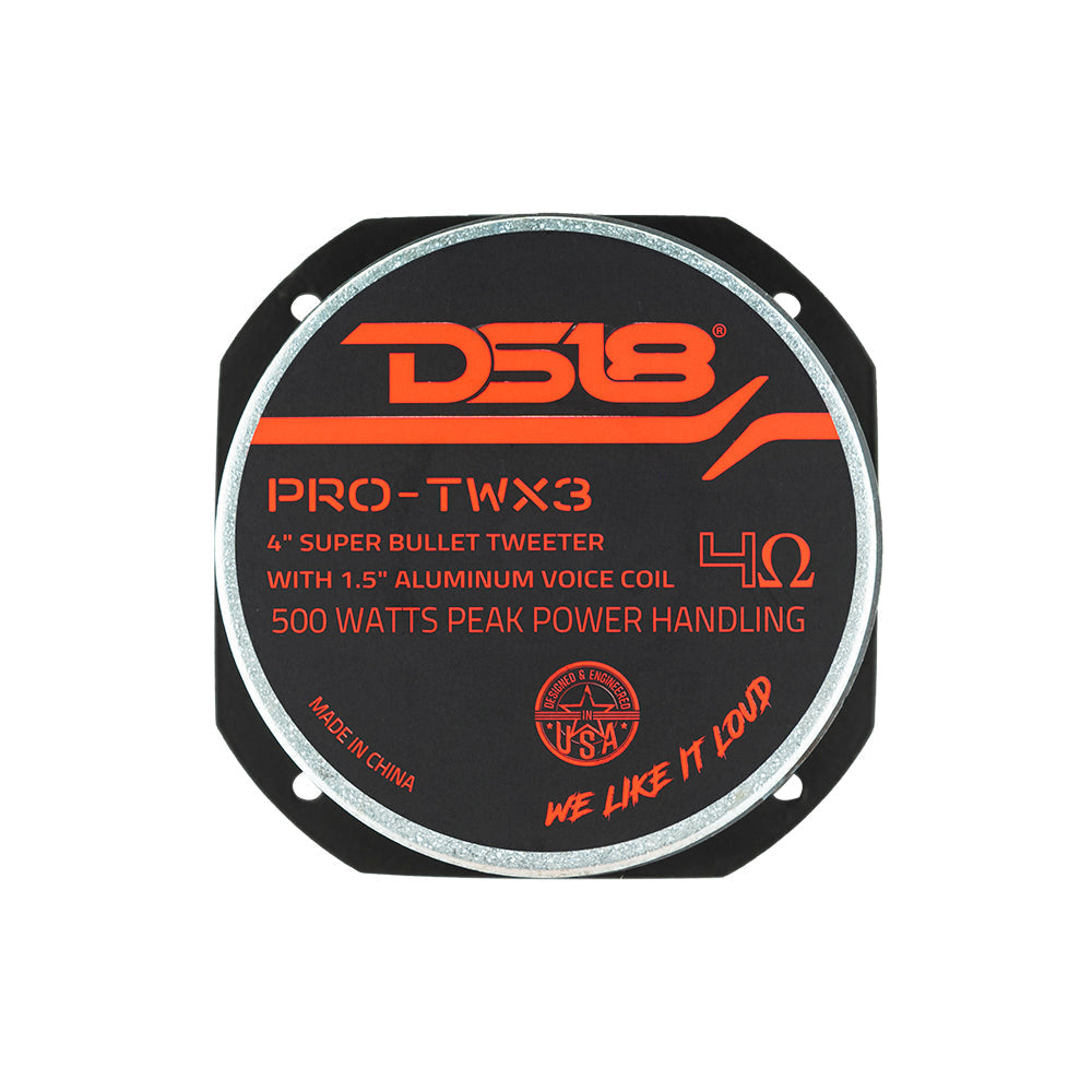 DS18 DS-PRO-TWX3 PRO 4 Inch Super Bullet Tweeter 480 Watts 1.5 Inch Aluminum 4-Ohm Vc DS18