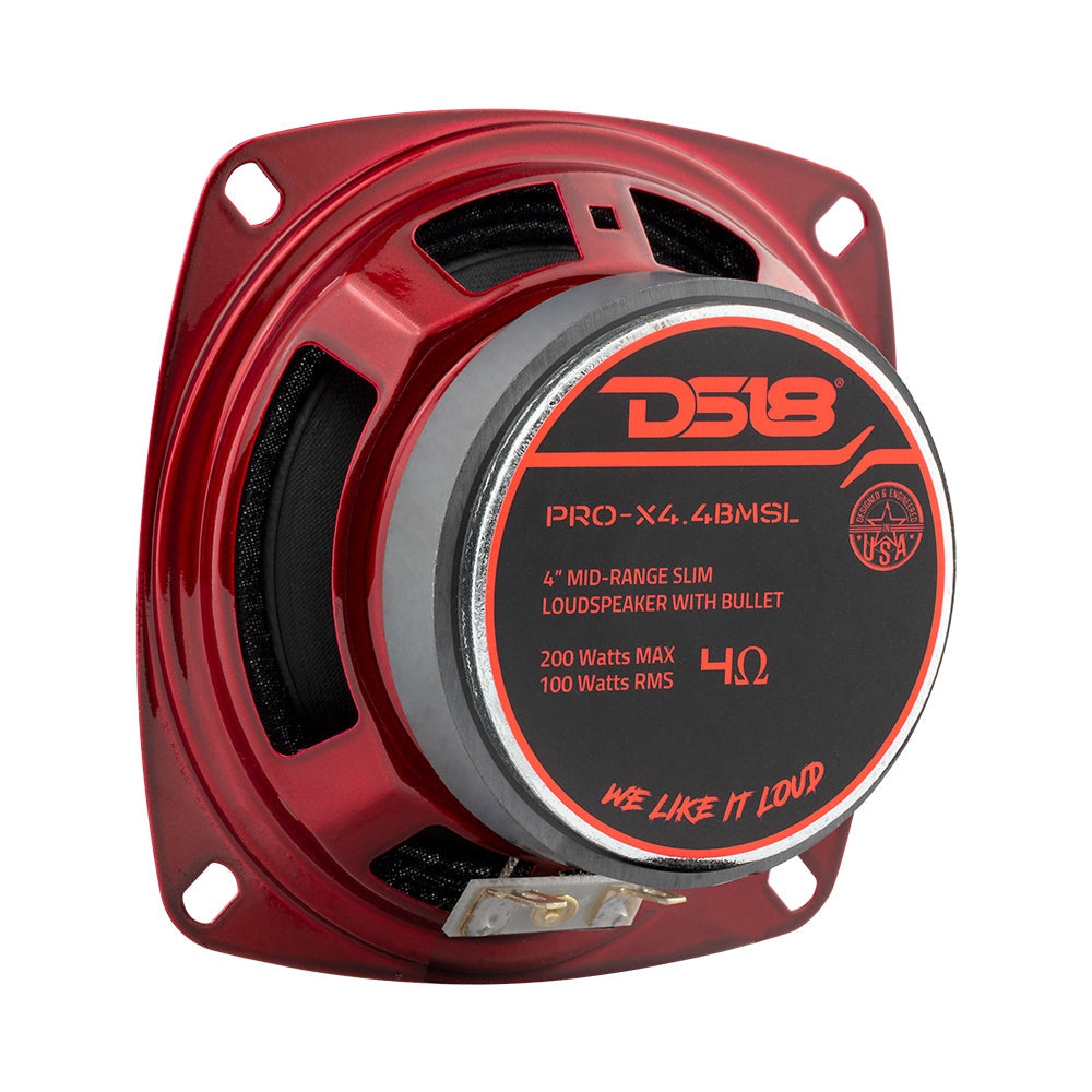 DS18 DS-PRO-X4.4BMSL PRO-X 4 Inch Shallow Mid-Range Loudspeaker with Bullet 200 Watts 4-Ohm DS18