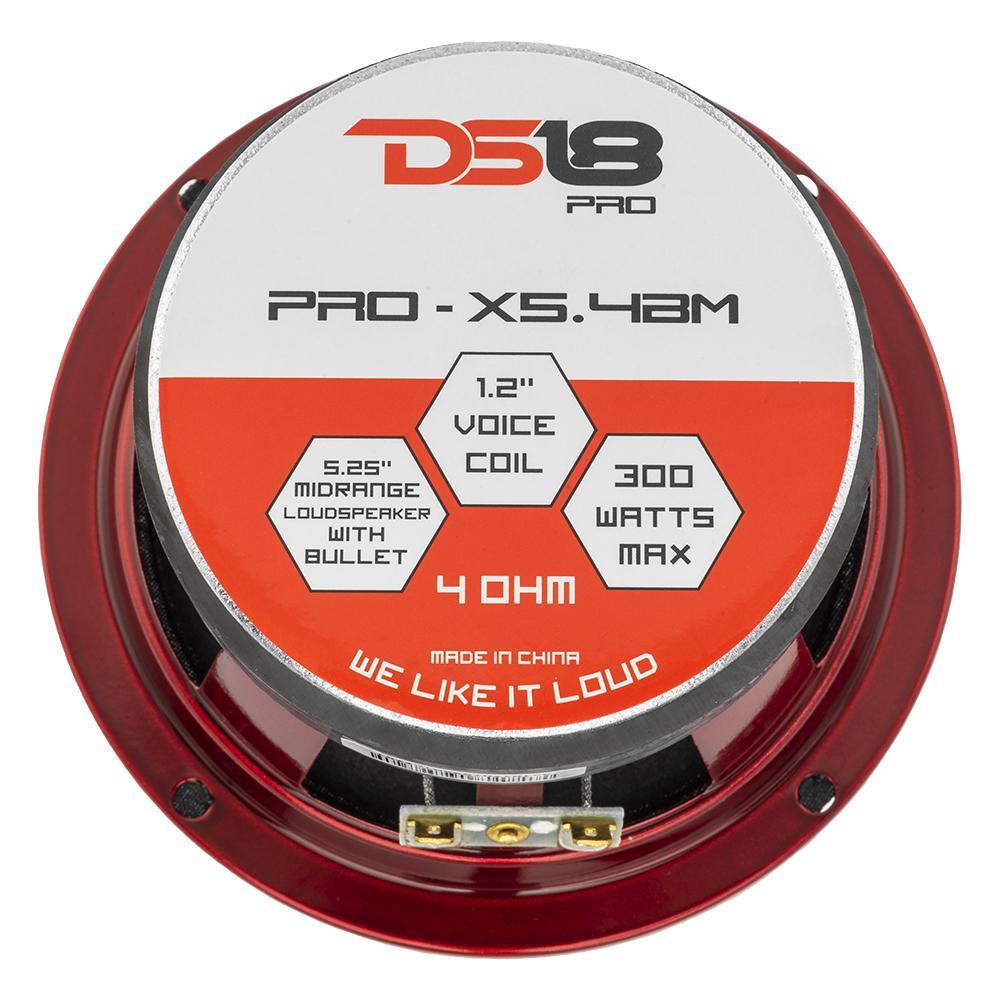 DS18 DS-PRO-X5.4BM PRO-X 5.25 Inch Mid-Range Loudspeaker W/ Bullet 300W Watts 4-Ohm DS18