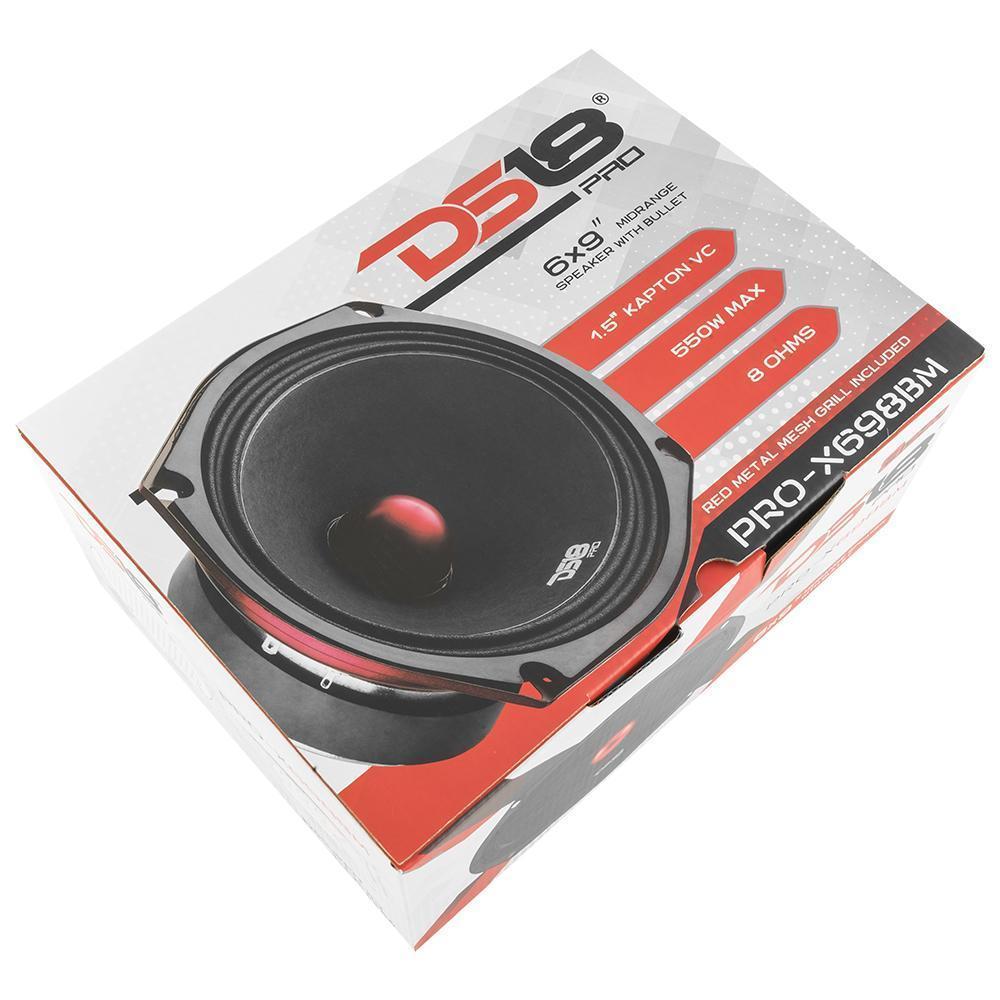 DS18 DS-PRO-X698BM PRO-X 6X9 Inch Mid-Range Loudspeaker W/ Bullet and Grill 700 Watts 8-Ohm DS18