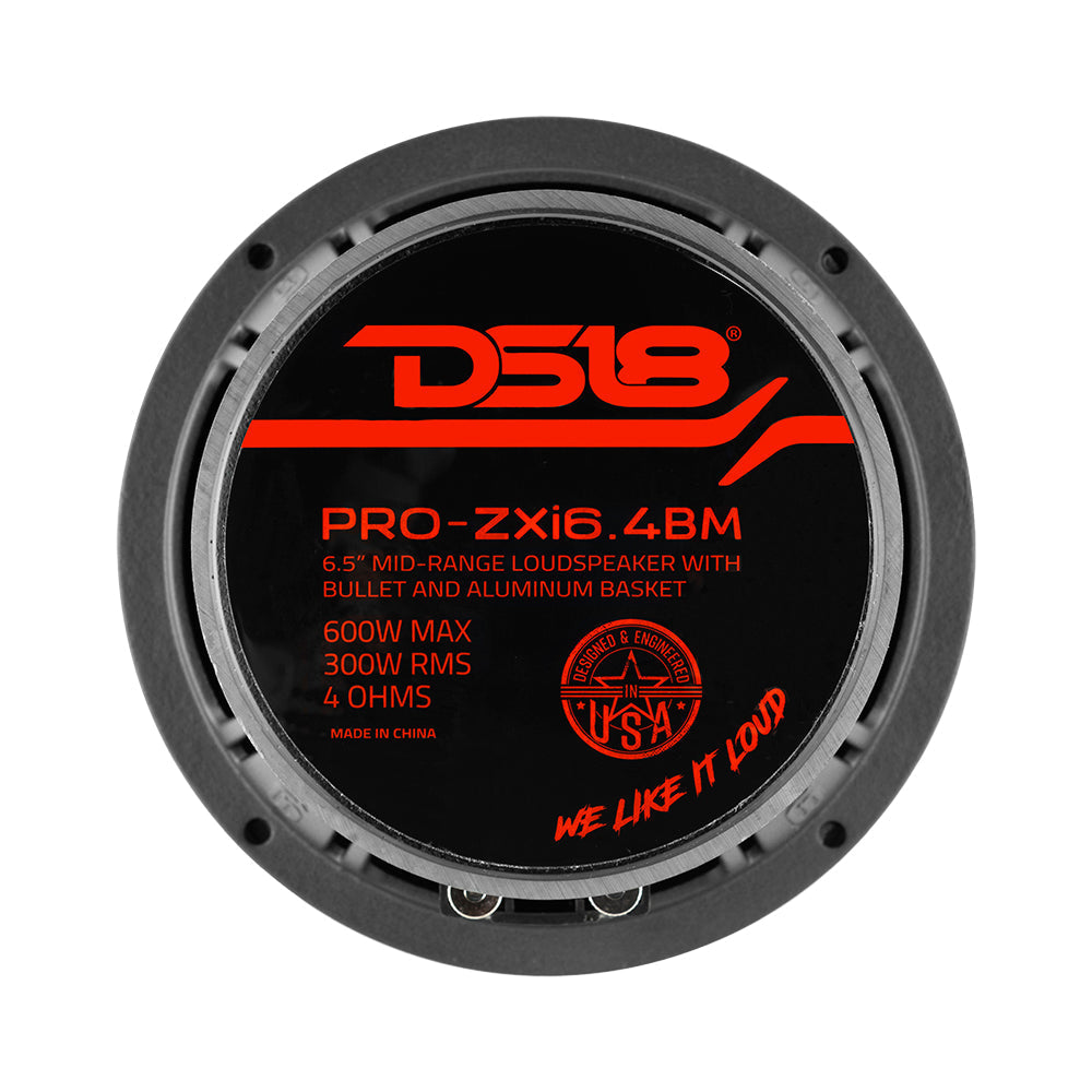 DS18 DS-PRO-ZXI6.4BM PRO-X 6.5 Inch Mid-Range Loudspeaker with Bullet 500 Watts 4-Ohm DS18