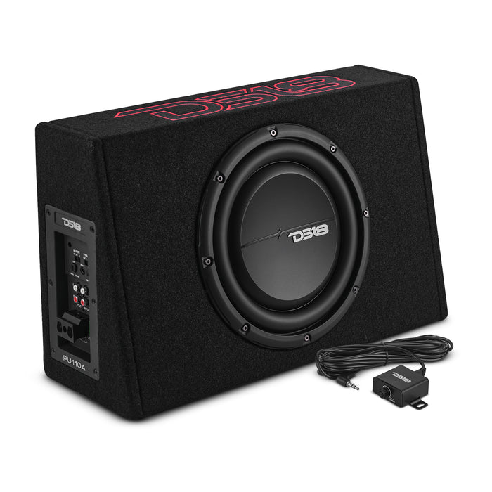 DS18 PU110A 10" Shallow Subwoofer Sealed Enclosure for Pick-up Trucks with Digital Amplifier 350 Watts RMS  2 OHM