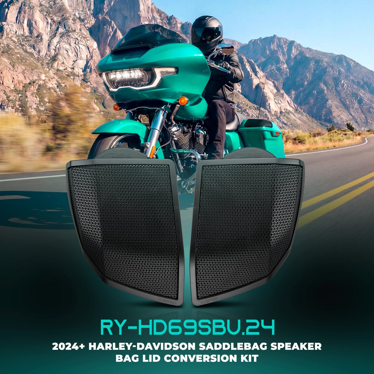 DS18 RY-HD69SBU.24 Harley-Davidson 2024+ Saddlebag Speaker Lid Conversion Kit for 6x9" Speakers DS18