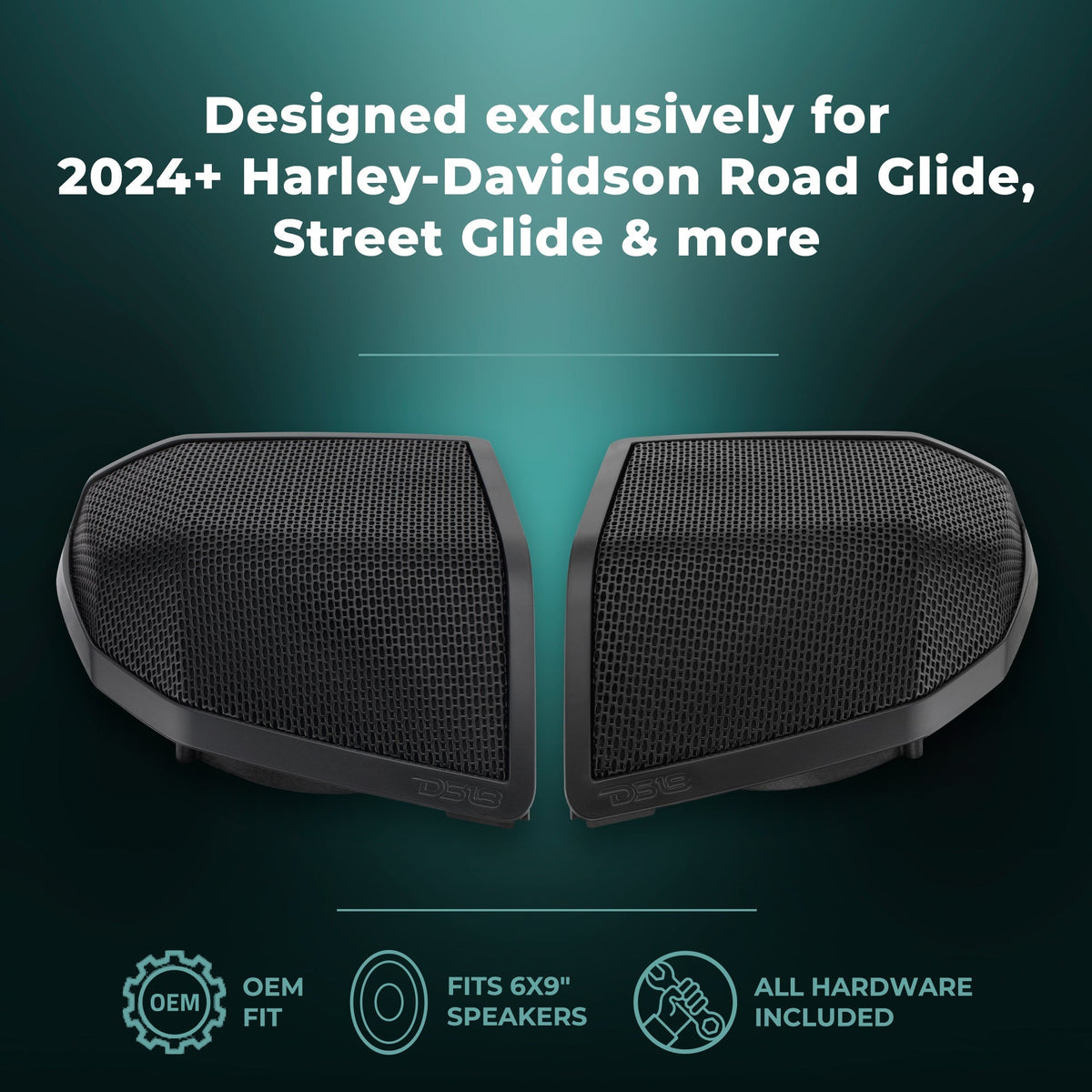 DS18 RY-HD69SBU.24 Harley-Davidson 2024+ Saddlebag Speaker Lid Conversion Kit for 6x9" Speakers DS18