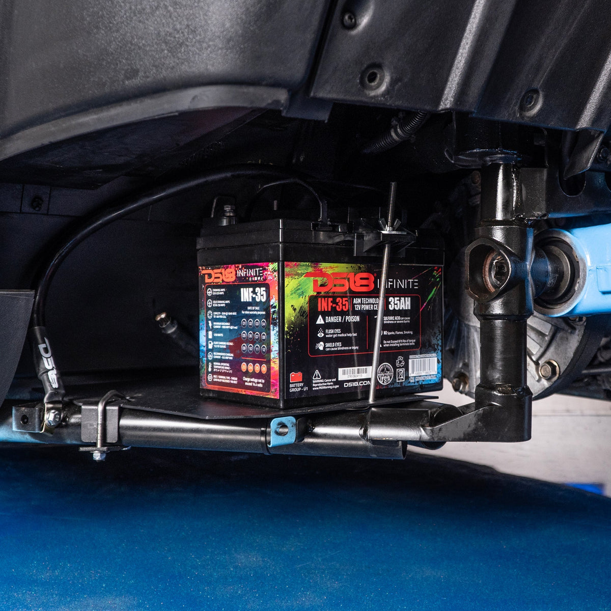 DS18 SLG-DBATT-20UP Polaris Slingshot 2020+ Second Battery Mount Kit - Powder-Coated Battery Tray DS18