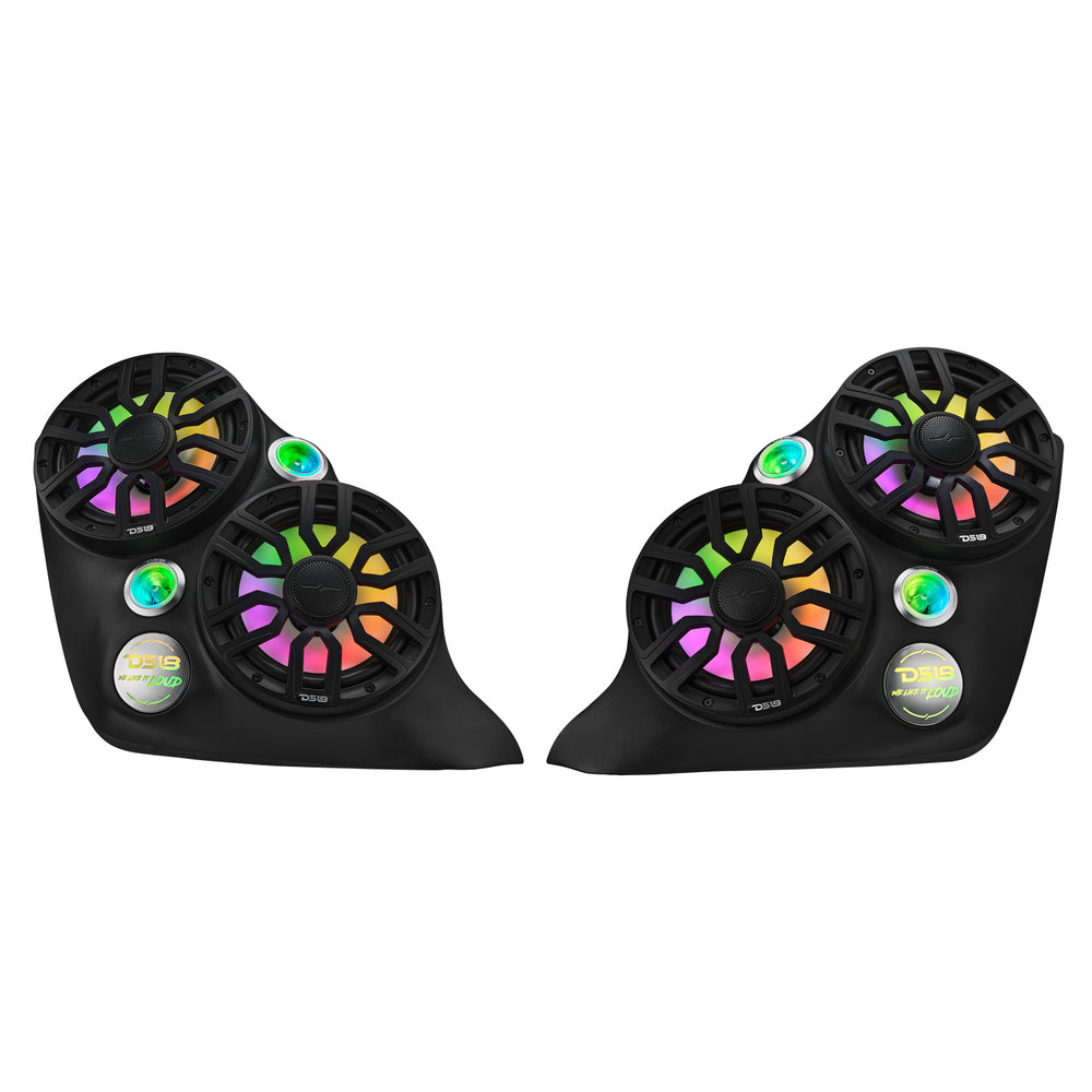 DS18 DS-SLG-F82LD Polaris Slingshot Dual Front Fender 8” Loaded Speaker Pods with Digital LED Lighting