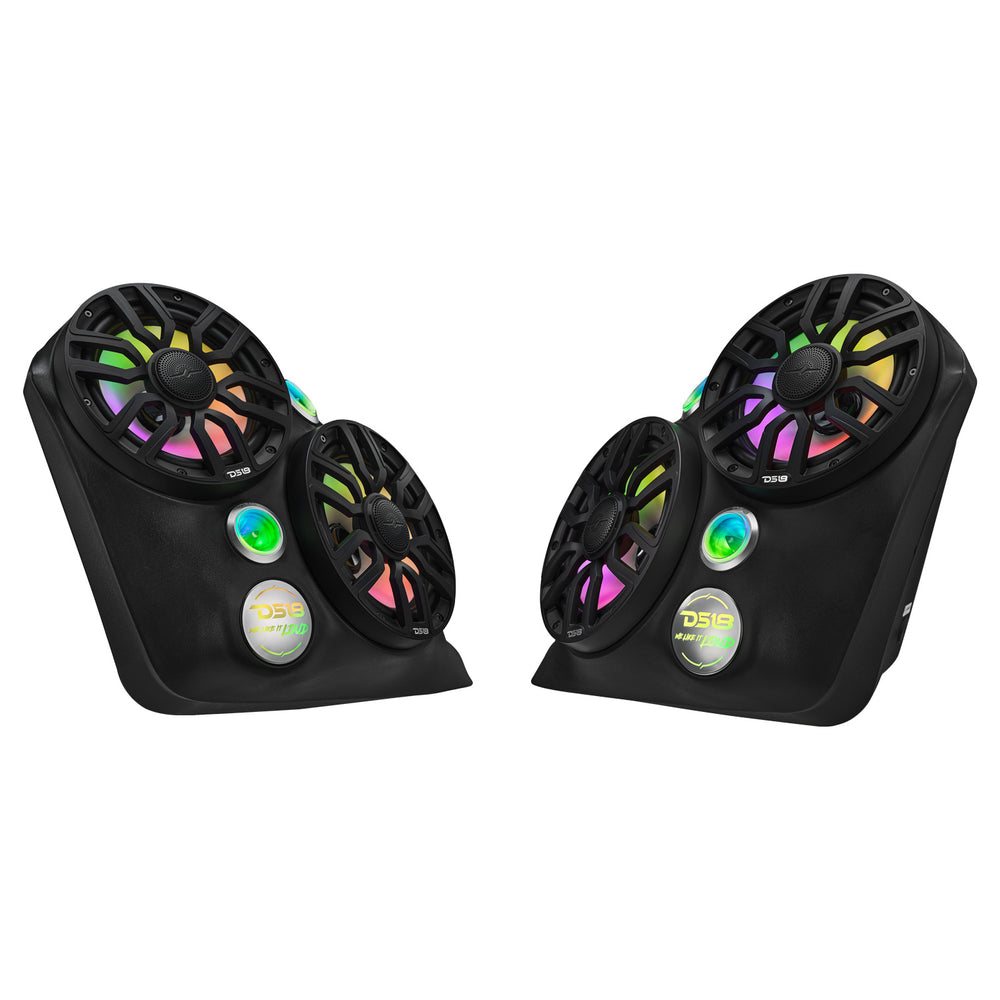 DS18 DS-SLG-F82LD Polaris Slingshot Dual Front Fender 8” Loaded Speaker Pods with Digital LED Lighting