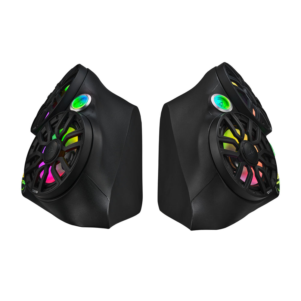 DS18 DS-SLG-F82LD Polaris Slingshot Dual Front Fender 8” Loaded Speaker Pods with Digital LED Lighting
