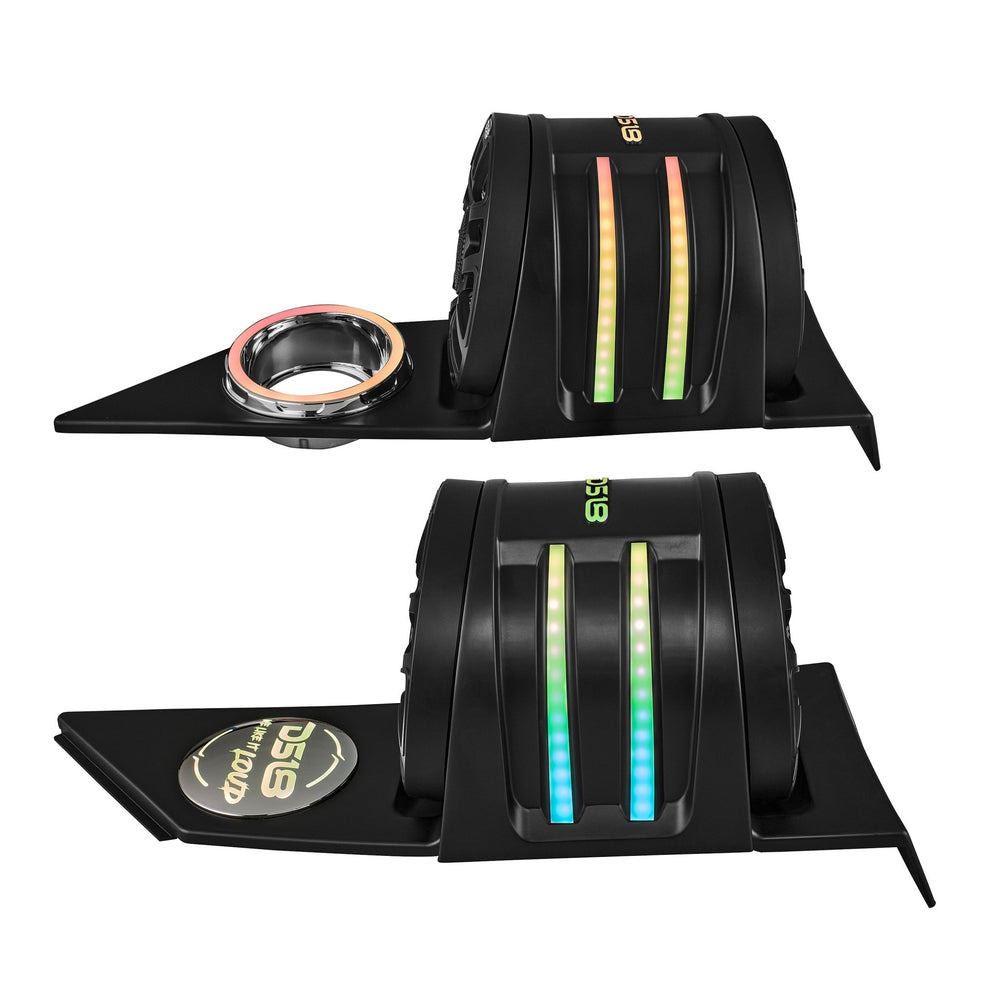 DS18 SLG-HD6LDV2 Polaris Slingshot Headrest Speaker Pods Loaded with 2 x NXL-IQ6/BK & Digital LED Lights | 2015+