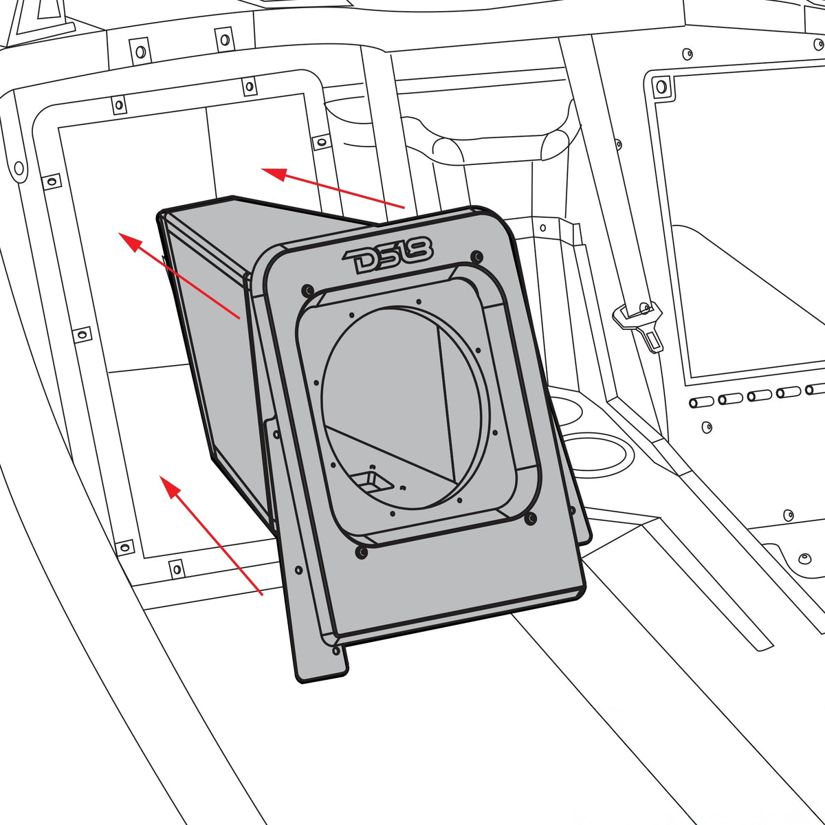 DS18 SLG-RSUB10XL Polaris Slingshot 2015+ Rear 10" Sealed Sub Enclosure - Empty, Either Side DS18