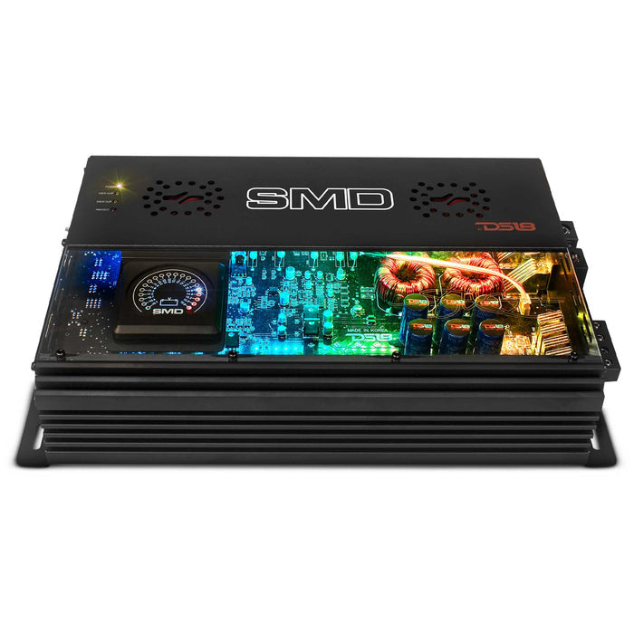 SMD 4-Channel Class AB Amplifier with VM-1 Voltmeter and Digital LED Lights 4 x 300W at 2-Ohm - Steve Meade Designs
