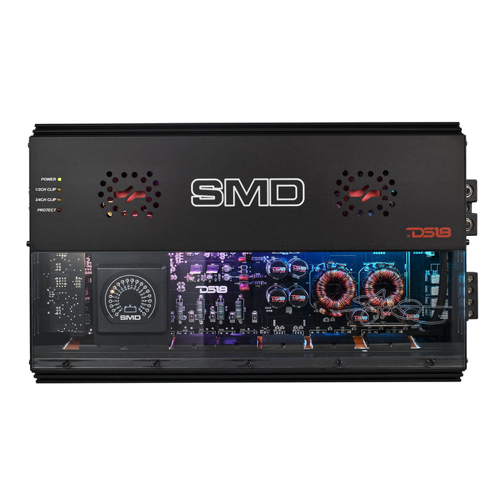 SMD 4-Channel Class AB Amplifier with VM-1 Voltmeter and Digital LED Lights 4 x 500W at 2-Ohm - Steve Meade Designs