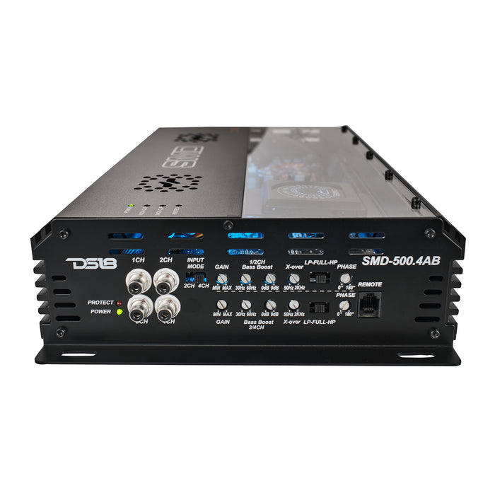 SMD 4-Channel Class AB Amplifier with VM-1 Voltmeter and Digital LED Lights 4 x 500W at 2-Ohm - Steve Meade Designs