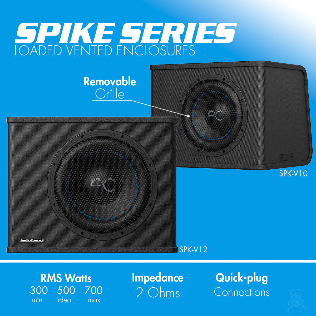 Audio Control SPK-V10 500/700 Watt (RMS) Spike Series Vented Subwoofer Enclosure | 10"