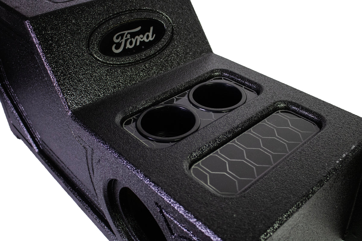 SSFORD-CON97 | Center Console Subwoofer Enclosure for 1997–2003 Ford Trucks – Fits 12", Dual 6.5", Tweeters