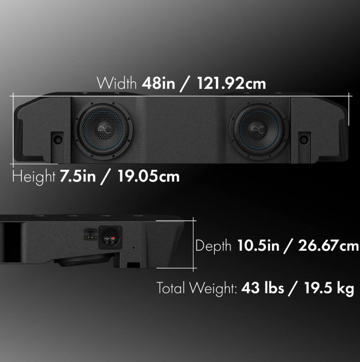 AudioControl TXJTD8 Jeep Gladiator JT 2020-2024 Dual 8" Under-Seat Vented Subwoofer Enclosure – 700W RMS / 1,000W Max Loaded Bass Box