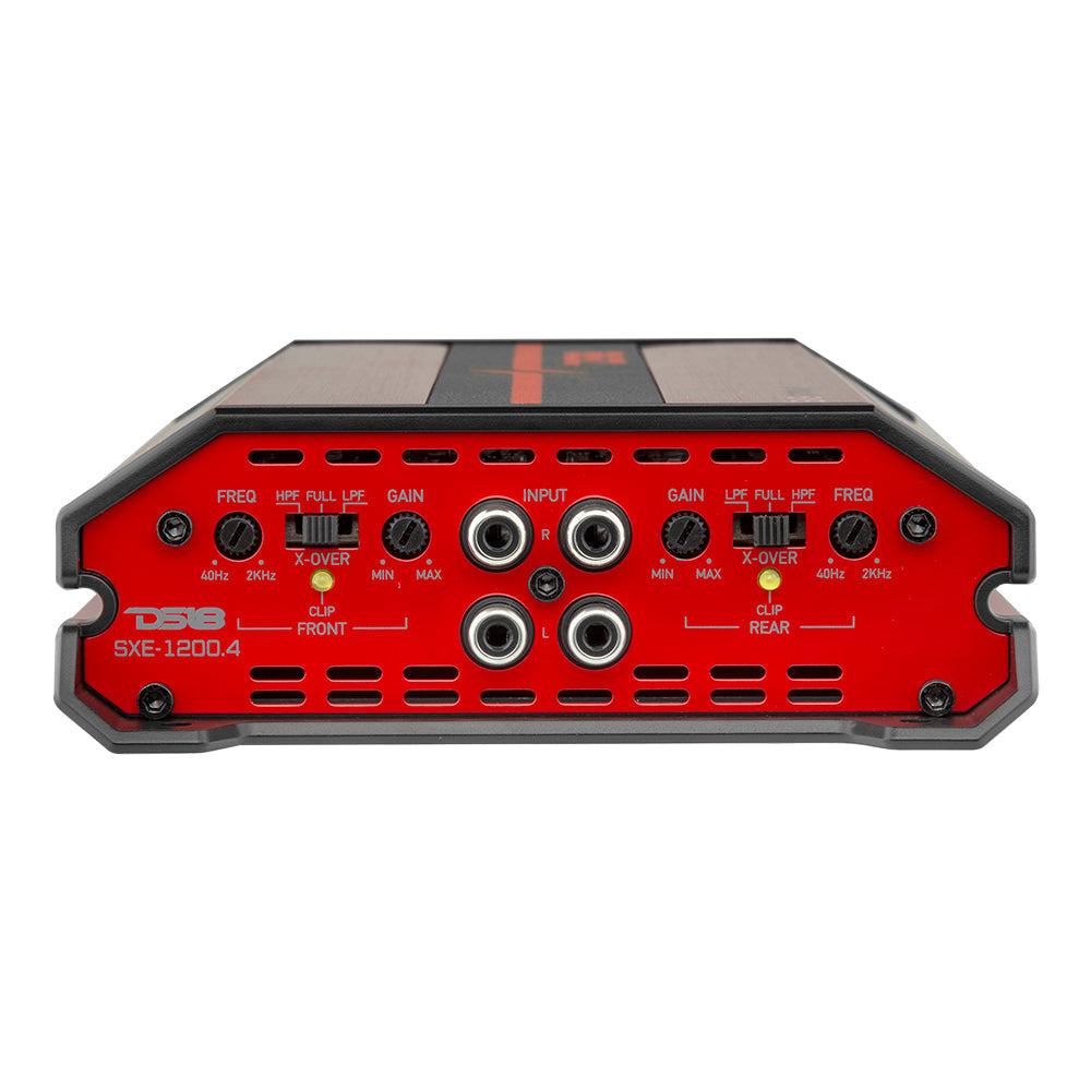 DS18 DS-SXE-1200.4/RD Full-Range Class AB 4-Channel Amplifier 1200 Watts Red DS18
